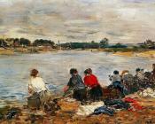 尤金 布丹 : Laundresses on the Bankes of the Touques